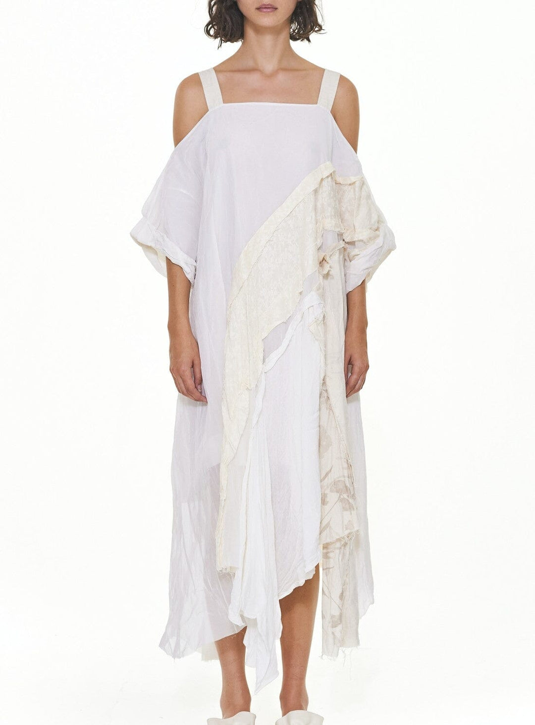 White Asymmetric Drop Shoulder Dress Dresses YBDFinds 