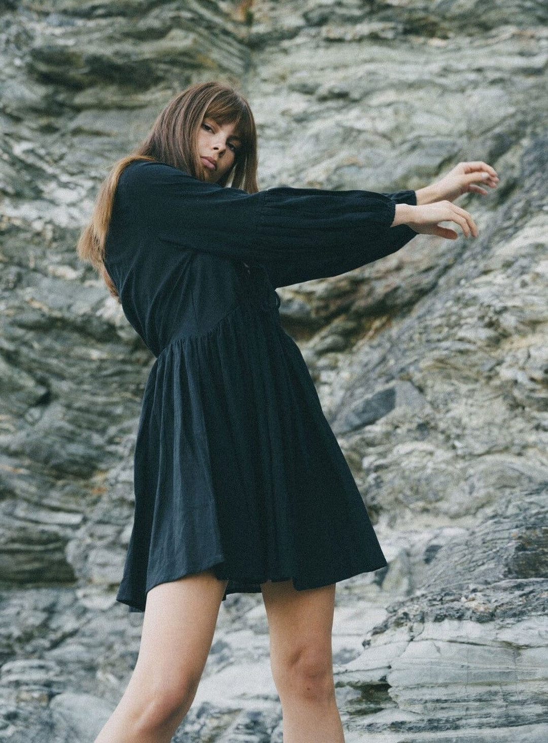 Wild Heart Mini Dress in Black Organic Cotton Dresses YBDFinds 