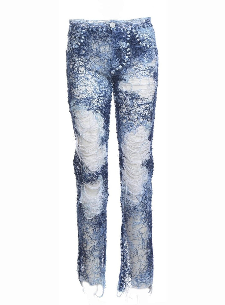 Yarn Painted Transparent Denim Jeans Trousers YBDFinds 