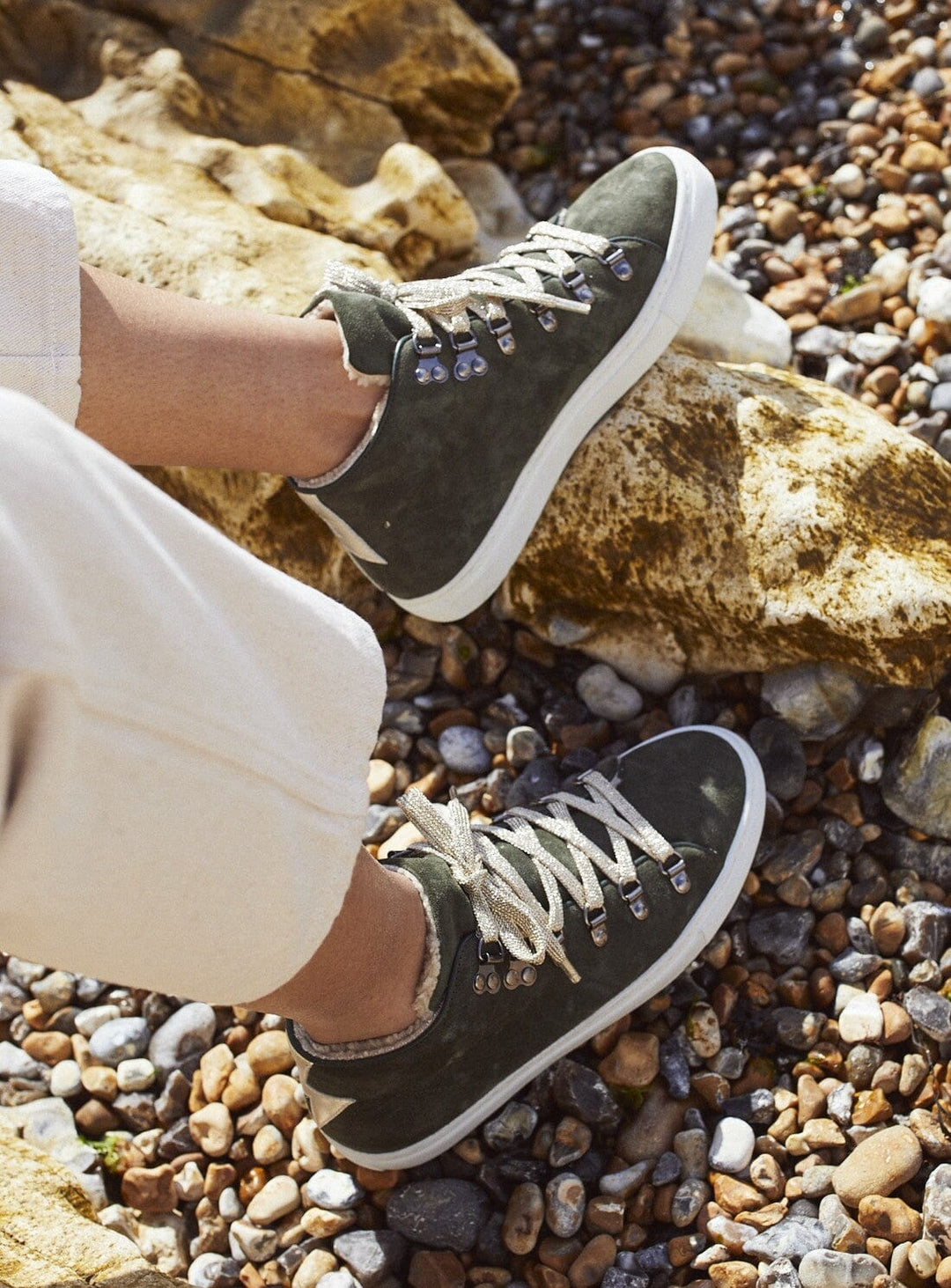 Ziggy Trainers in Khaki Suede Shoes YBDFinds 