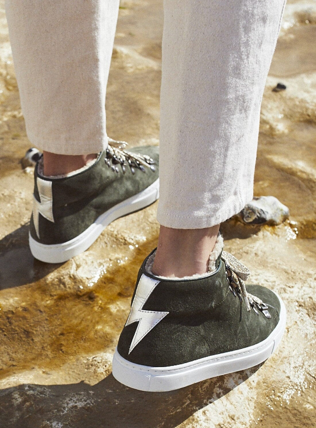 Ziggy Trainers in Khaki Suede Shoes YBDFinds 